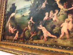 Large French Oil On Canvas Of Romantic Scene With Cherubs | Antique & Vintage | Moonee Ponds Antiques | Australia Wide Delivery