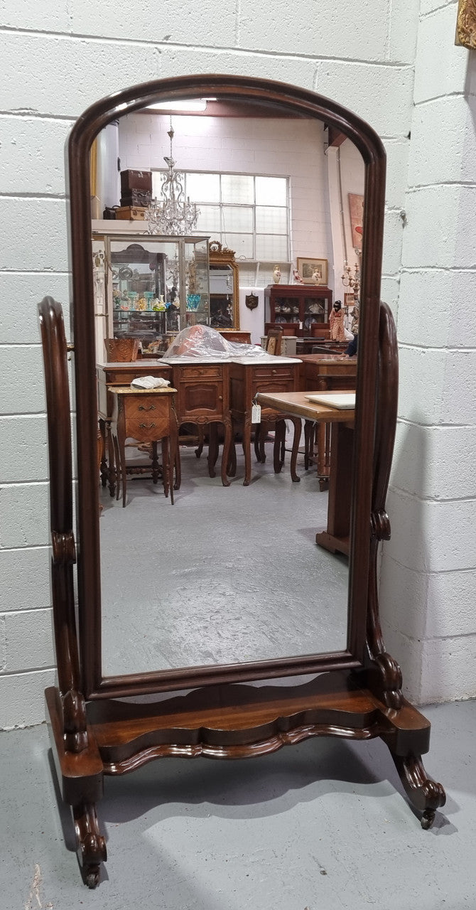 Antique Victorian 19th Century Full Length Mahogany Cheval Mirror | Antique & Vintage | Moonee Ponds Antiques | Australia Wide Delivery