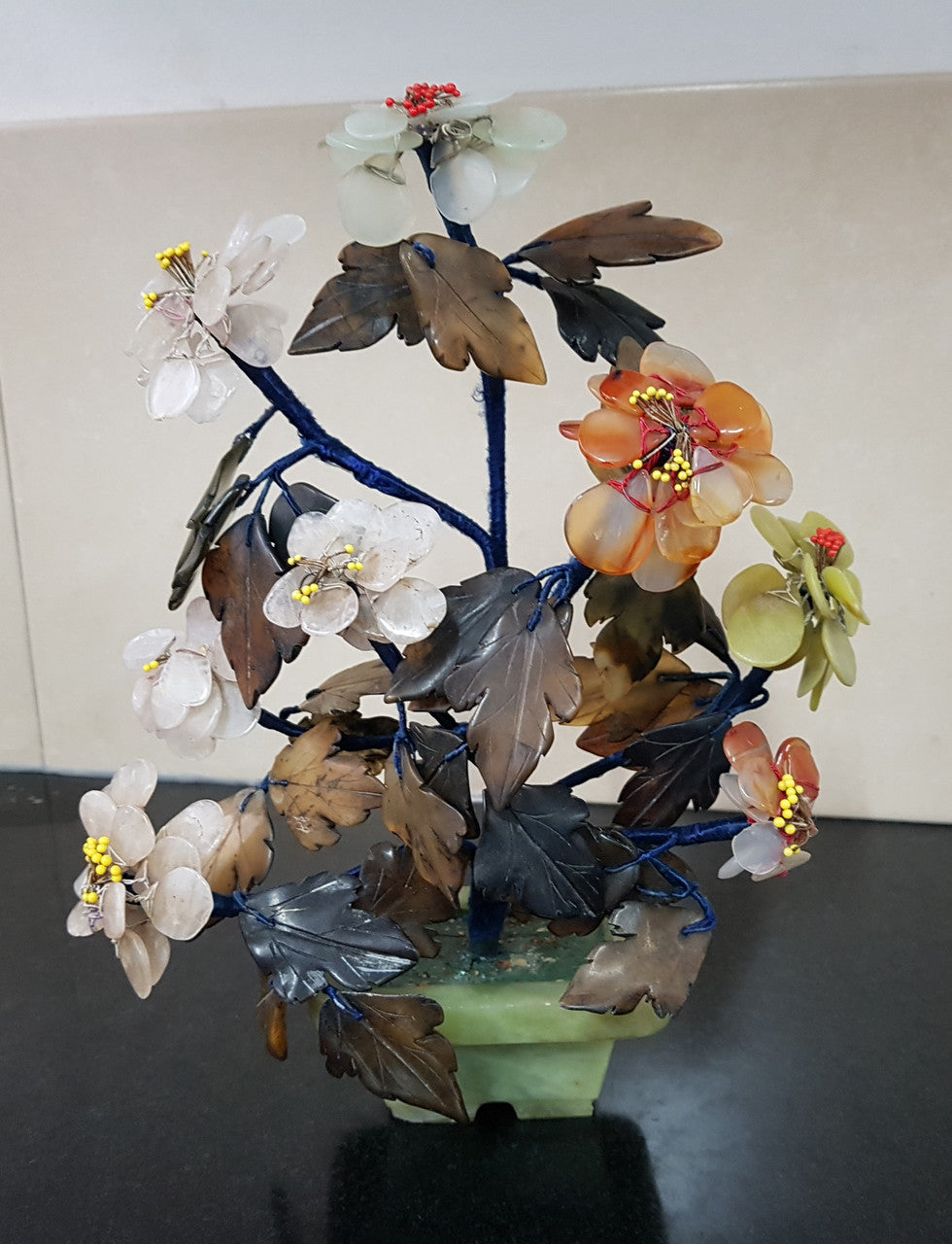 Vintage Chinese Soapstone & Jade Tree On Base | Antique & Vintage | Moonee Ponds Antiques | Australia Wide Delivery