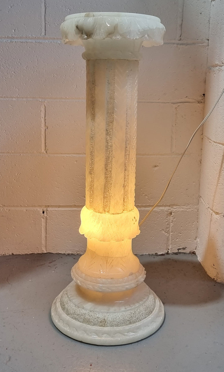 White Alabaster Floor Lamp Column Pedestal