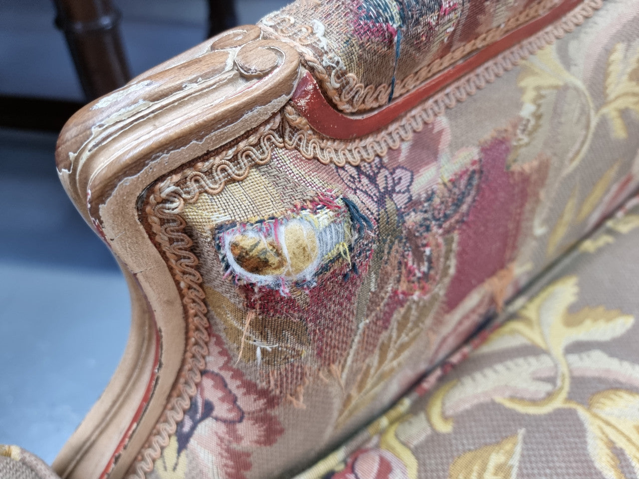 Beautiful French Painted Vintage Upholstered Armchair | Antique & Vintage | Moonee Ponds Antiques | Australia Wide Delivery