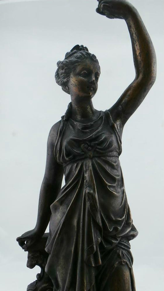 Pair Of French Bronzed Late Victorian Figurine Candle Sticks