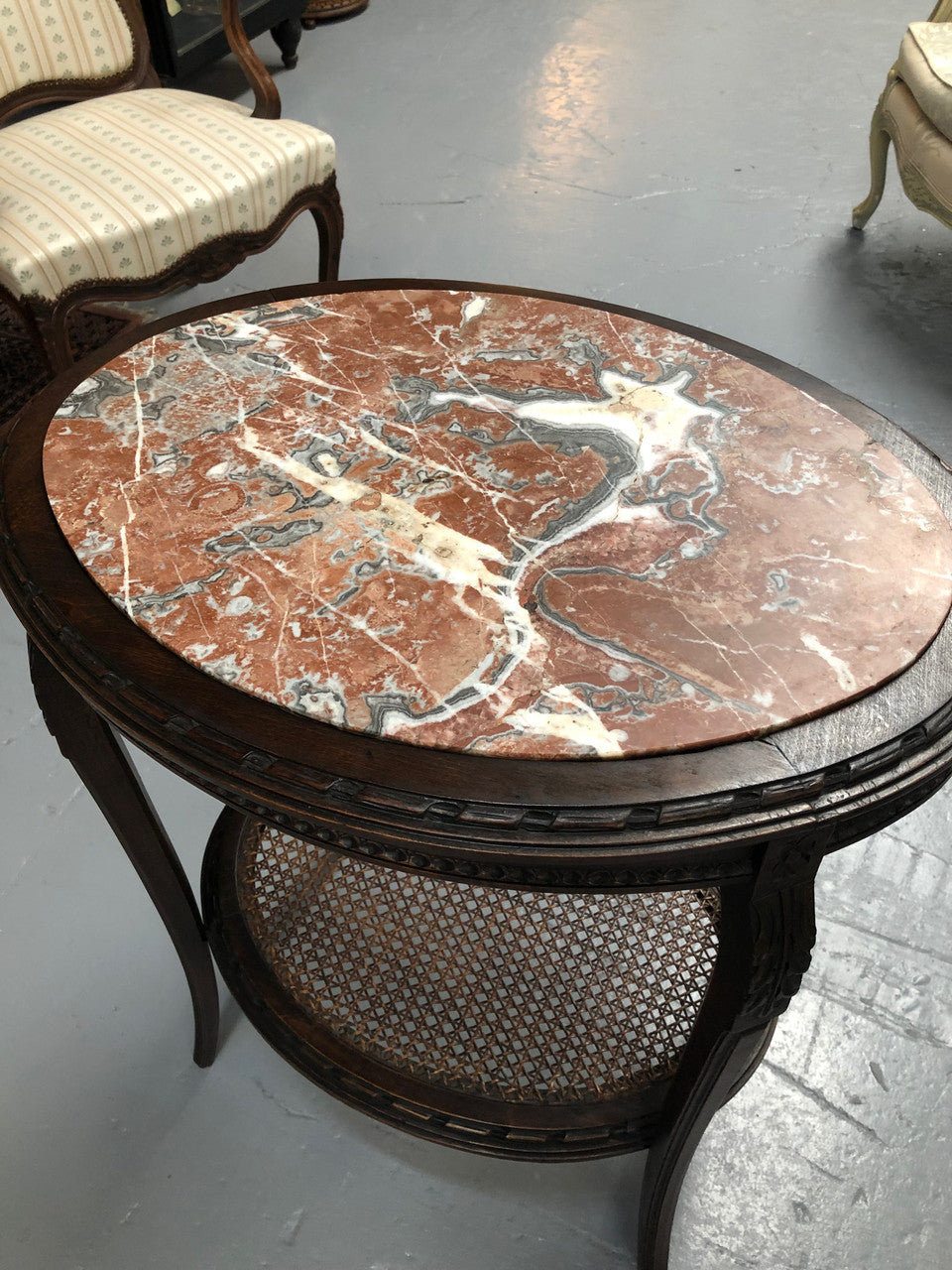 French Louis XVI Style Fruitwood Two Tier Oval Side Table | Antique & Vintage | Moonee Ponds Antiques | Australia Wide Delivery