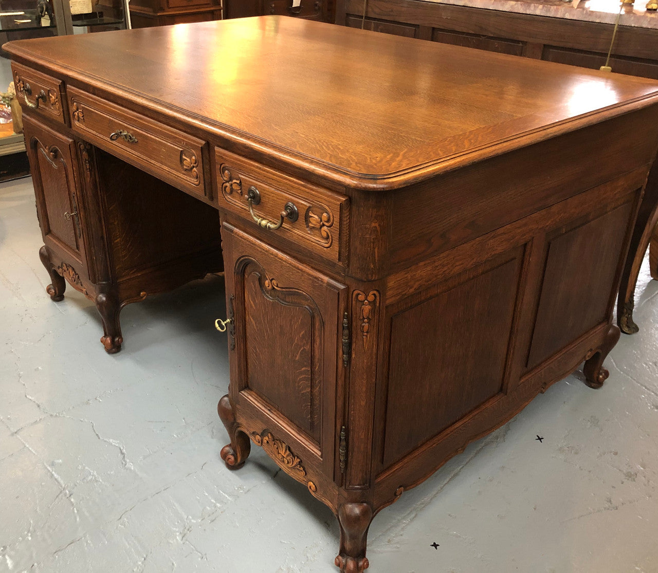 French Oak Louis XV Style Partners Desk | Antique & Vintage | Moonee Ponds Antiques | Australia Wide Delivery