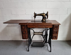 Oak Singer Treadle Sewing Machine on Cast Iron Base | Antique & Vintage | Moonee Ponds Antiques | Australia Wide Delivery