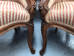 High Quality Antique Pair Of French Walnut Upholstered Arm Chairs | Antique & Vintage | Moonee Ponds Antiques | Australia Wide Delivery
