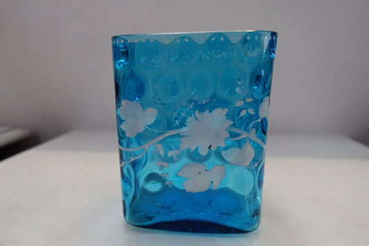 Blue Victorian Art Glass Vase