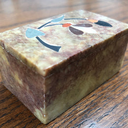 Vintage Hand Made Marble Inlaid Marble Trinket Box