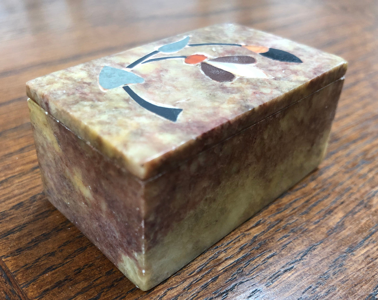 Vintage Hand Made Marble Inlaid Marble Trinket Box
