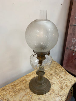 Victorian Brass & Clear Cut Glass Kero Lamp | Antique & Vintage | Moonee Ponds Antiques | Australia Wide Delivery