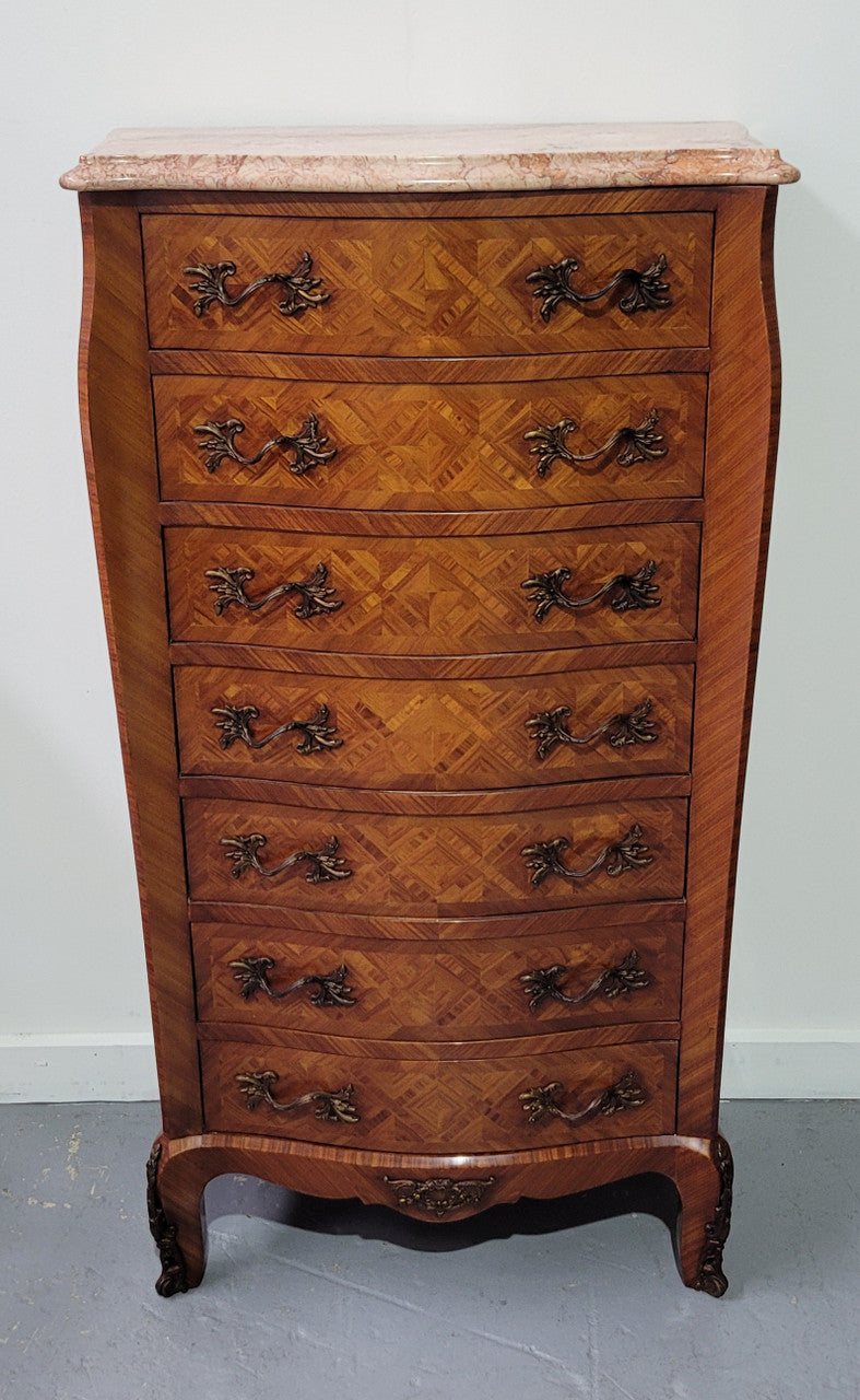 Stunning French Louis XV Style Marble Top Semainier Chest | Antique & Vintage | Moonee Ponds Antiques | Australia Wide Delivery