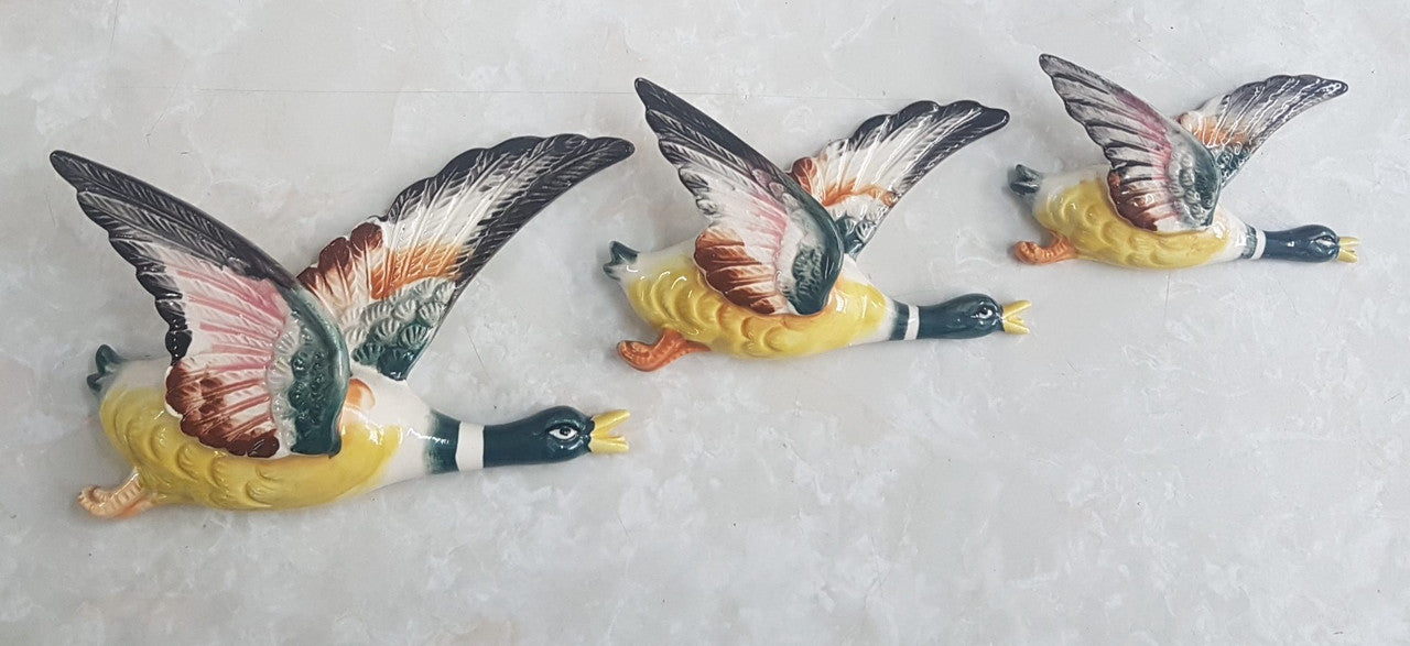 Set of Three Flying Ducks