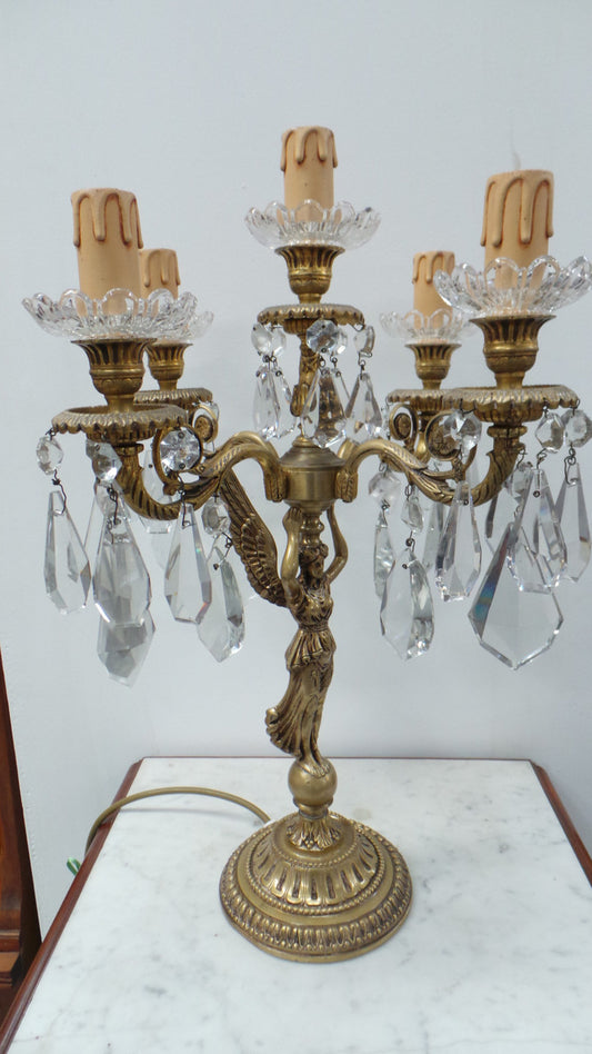French Antique Girandole Table Lamp
