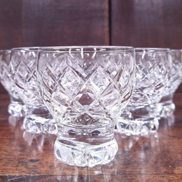 Set of six crystal spirit glasses. In good original condition.