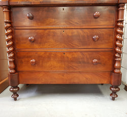Victorian Flame Mahogany Tallboy With Barley Twist Supports | Antique & Vintage | Moonee Ponds Antiques | Australia Wide Delivery