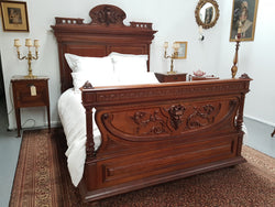 Grand French Henry II Style Mahogany Queen Size Bed | Antique & Vintage | Moonee Ponds Antiques | Australia Wide Delivery