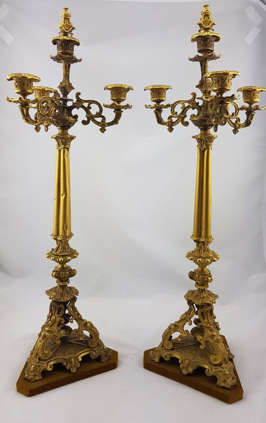 French Gilt Bronze Candlesticks Holder