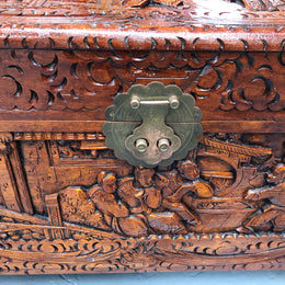 Lovely Carved Camphor Wood Chest