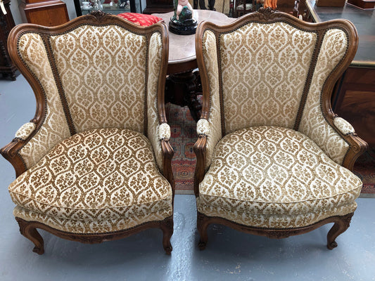 Stunning Pair Of French Wing Back Chairs