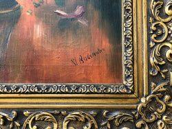 French Signed Floral Oil on Canvas Painting of Roses | Antique & Vintage | Moonee Ponds Antiques | Australia Wide Delivery