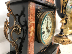 French Highly Decorative Marble Mantle Clock | Antique & Vintage | Moonee Ponds Antiques | Australia Wide Delivery