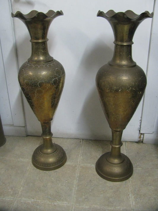 Pair Of Indian Brass Vases