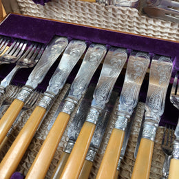Edwardian Oak Cased Fish Service For 12