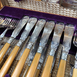 Edwardian Oak Cased Fish Service For 12 | Antique & Vintage | Moonee Ponds Antiques | Australia Wide Delivery