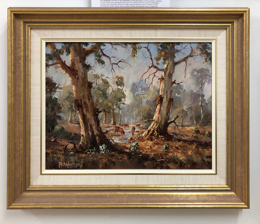 Oil On Board By Bill Ambagtsheer Titled "Grazing Near Beechworth "
