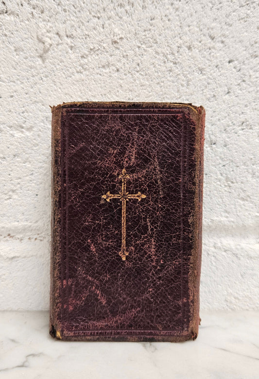 Very small antique leather bound Key of Heaven Manual of Prayer Book printed by M H Gill & Son Dublin. Condition commensurate with age.