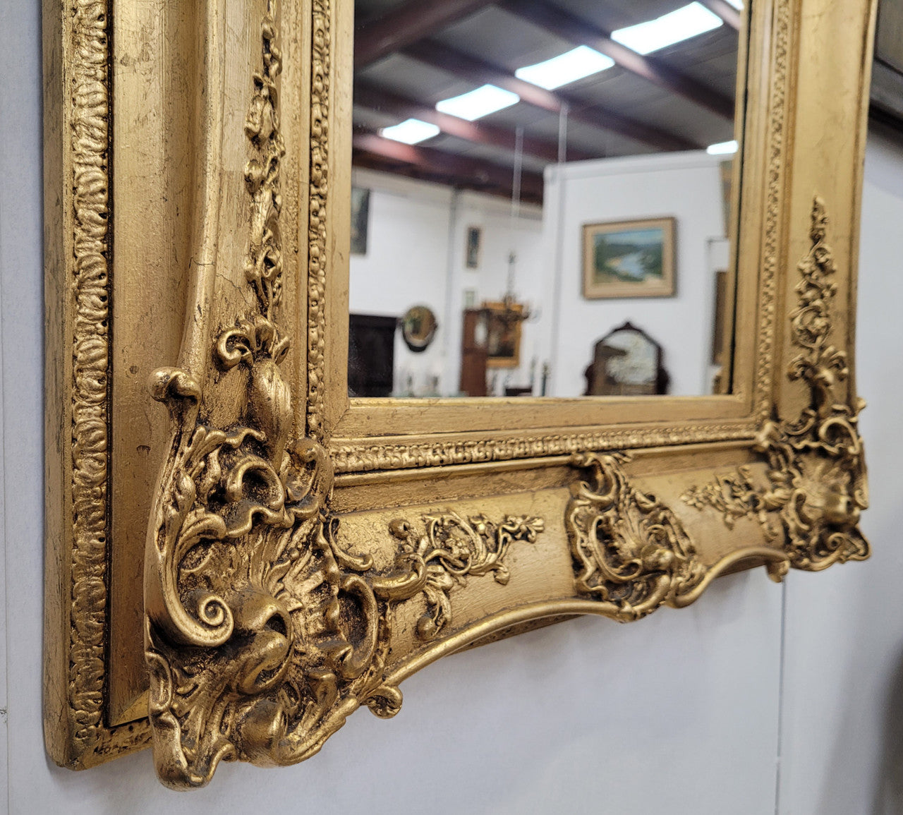 Stunning Antique Carved Gilt Wood Framed Mirror