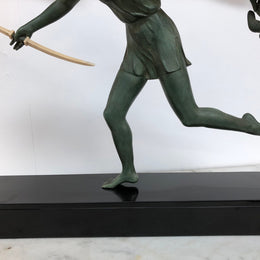 French Art Deco Signed Bronze Of Dianna