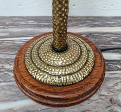Fabulous Arts & Crafts Beaten Brass & Wood Table Lamp | Antique & Vintage | Moonee Ponds Antiques | Australia Wide Delivery
