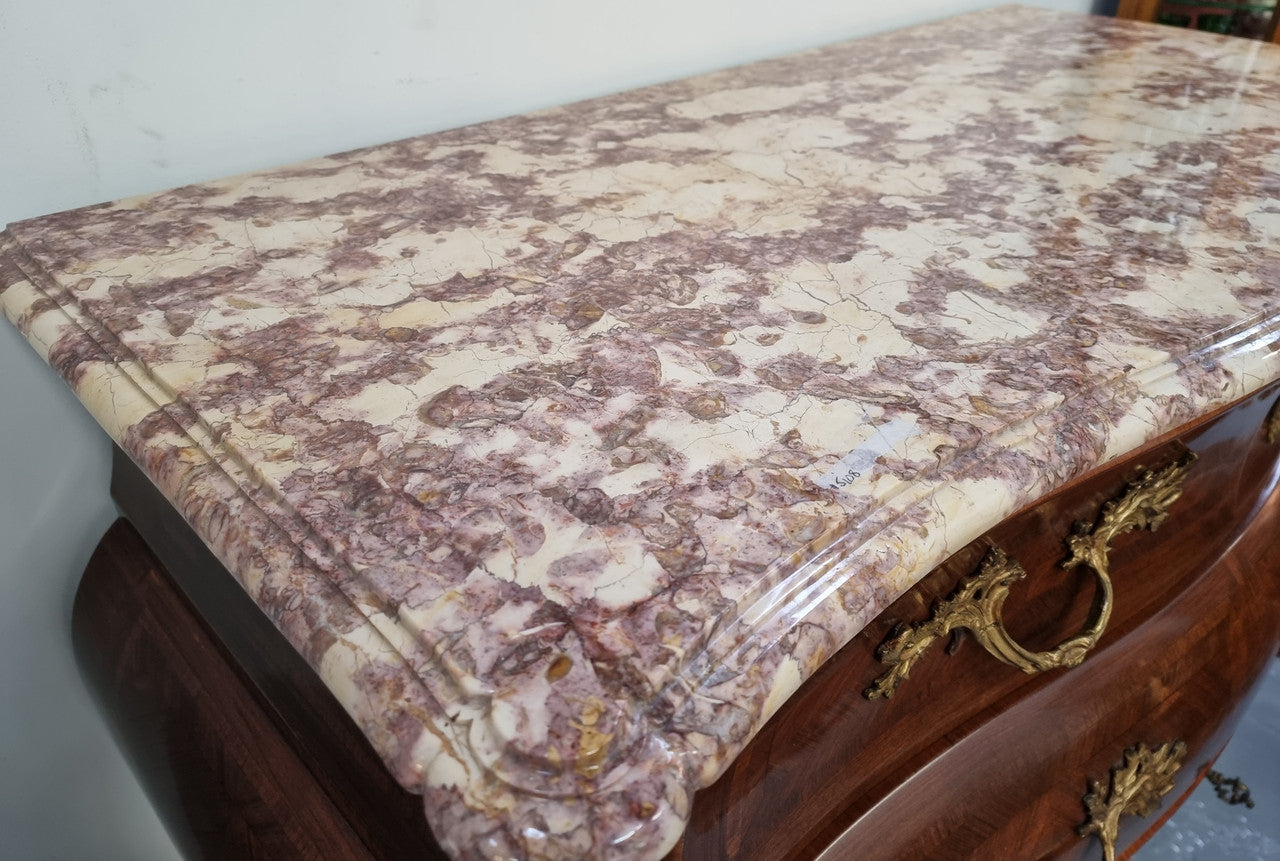 Grand French Bombe Shape Rosewood & Walnut Marble Top Commode | Antique & Vintage | Moonee Ponds Antiques | Australia Wide Delivery
