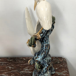 Impressive Chinese Sculpture Of Cranes Standing On Tree