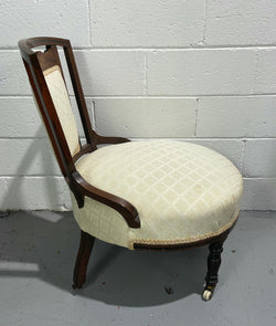 Edwardian Sheraton Inlaid Upholstered Bedroom Chair | Antique & Vintage | Moonee Ponds Antiques | Australia Wide Delivery