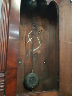 Late Georgian Flame Mahogany Case Moon Phase Dial Grandfather Clock | Antique & Vintage | Moonee Ponds Antiques | Australia Wide Delivery