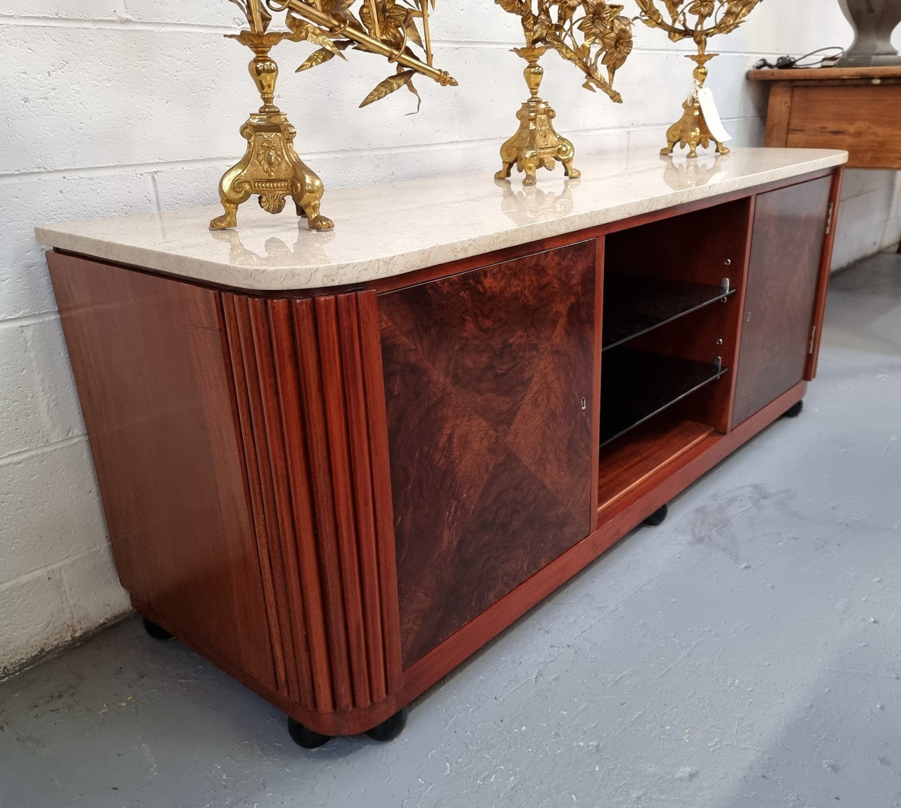 Art Deco Style Low Line Marble Top Cabinet | Antique & Vintage | Moonee Ponds Antiques | Australia Wide Delivery