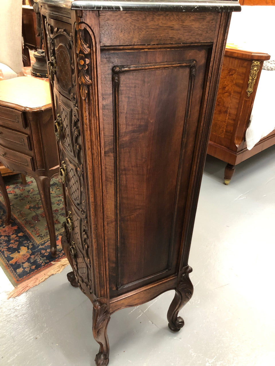 Beautiful Antique Carved Chest Of Five Drawers | Antique & Vintage | Moonee Ponds Antiques | Australia Wide Delivery