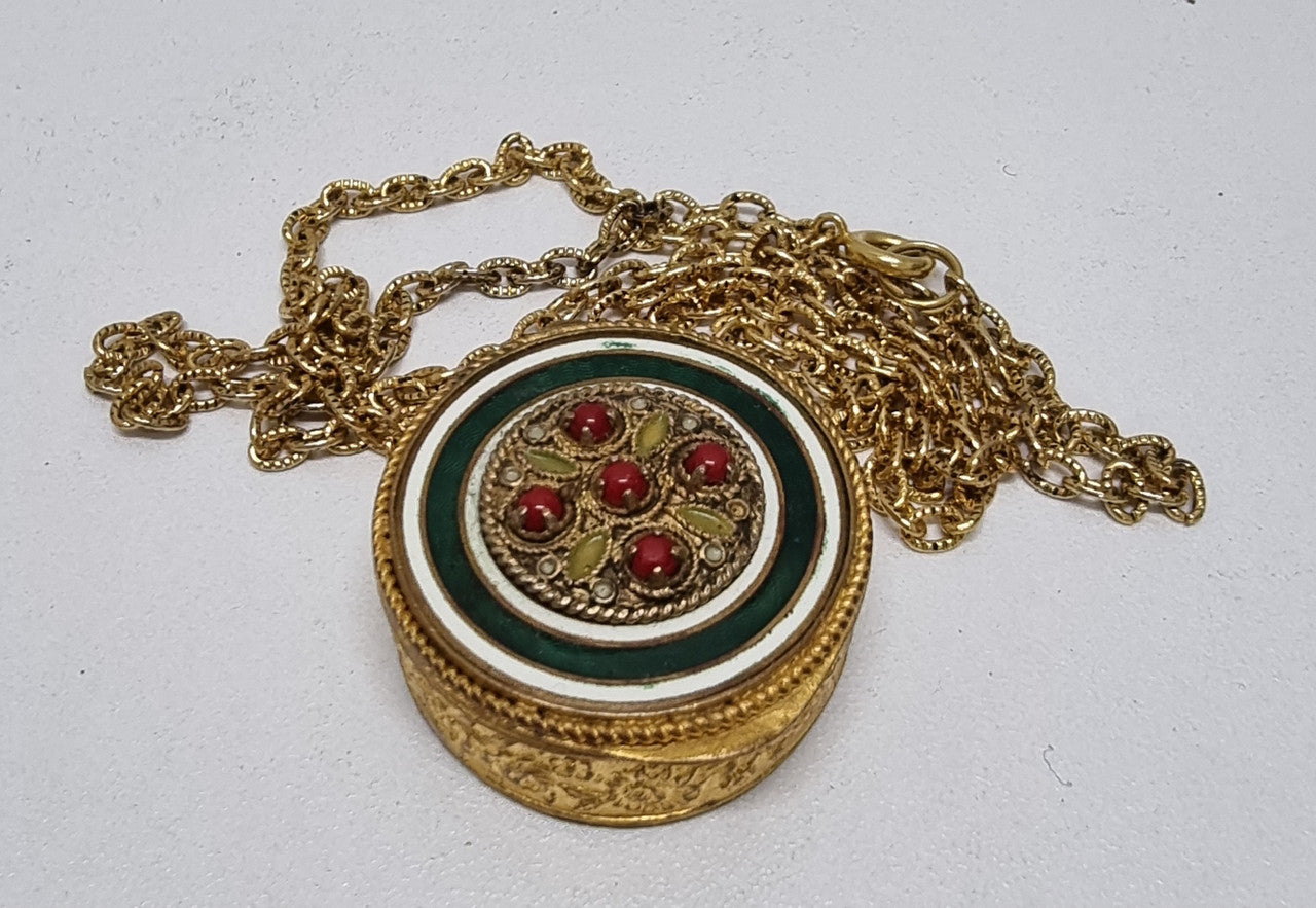 Vintage Gilt & Enamel Pill Box