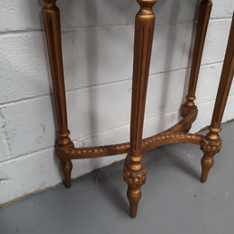 Antique French 19th century Louis XVI style inset marble top & giltwood console table. In good condition. Circa 1880