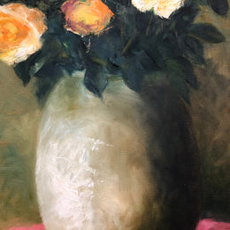 Vintage sourced in France, Belgium signed oil on canvas of a "Floral Study". Stunning vibrant colours and in a original gilt frame. In good original detailed condition.