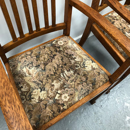 Pair Of Upholstered Arts And Crafts Carver Chairs