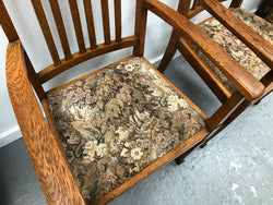 Pair Of Upholstered Arts And Crafts Carver Chairs | Antique & Vintage | Moonee Ponds Antiques | Australia Wide Delivery