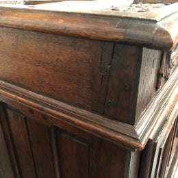 A unique 18th century French oak carved cabinet with inset marble. In good original condition.