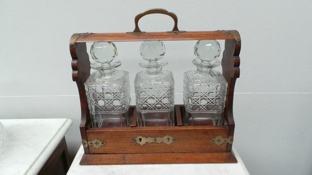 Edwardian Oak Tantalus | Antique & Vintage | Moonee Ponds Antiques | Australia Wide Delivery