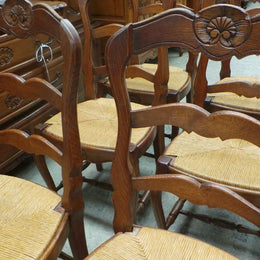 Set of Six French Oak Dining Chairs-2