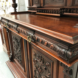 Amazing 19th century French Henry II style gothic, carved and very ornate sideboard. There is plenty of room for storage and top section comes off if desired. Please see photos.