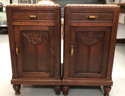 Pair Of French Art Deco Oak Bedside Cabinets | Antique & Vintage | Moonee Ponds Antiques | Australia Wide Delivery