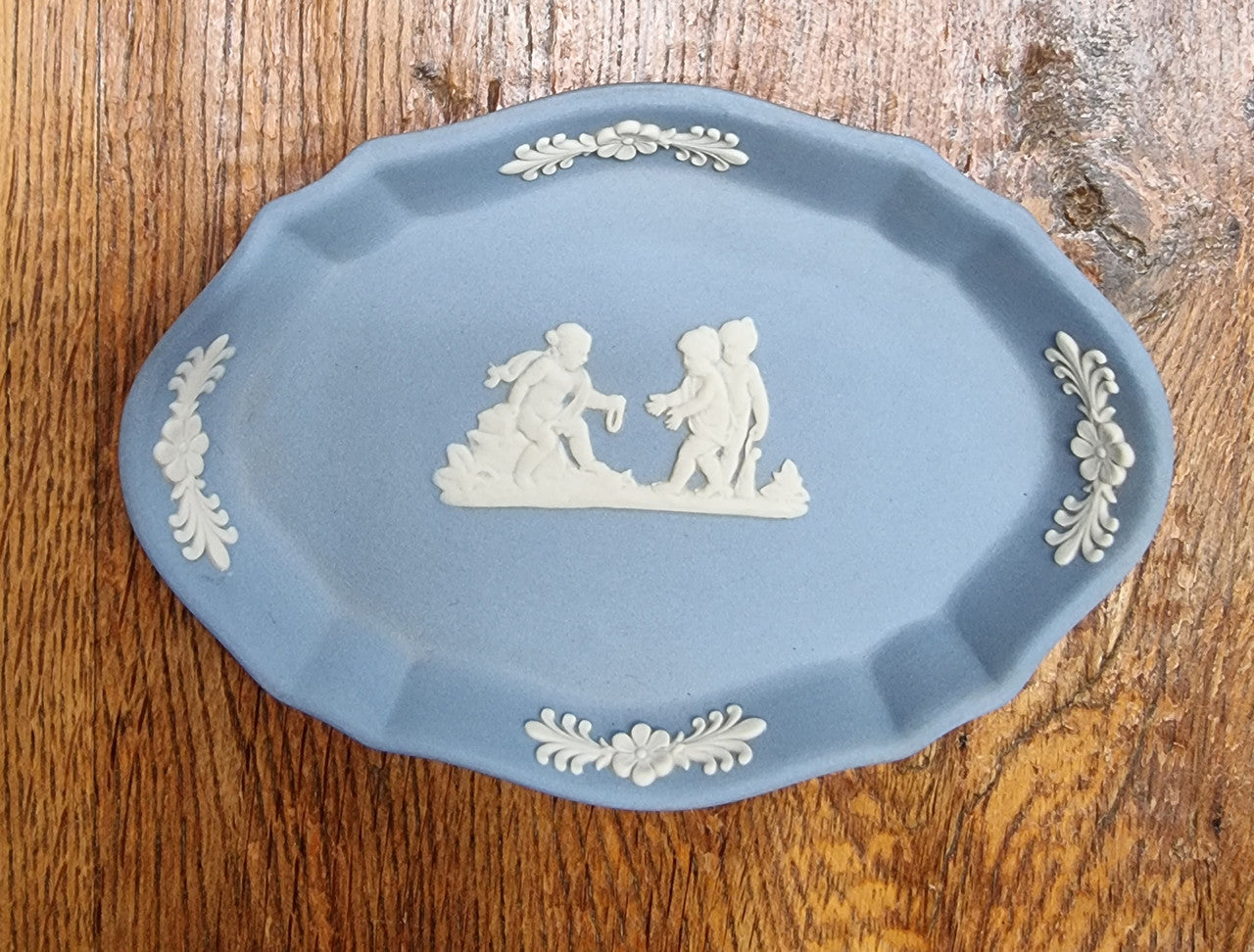 Pretty Oval Blue-White Wedgwood Jasper Ware Small Bowl
